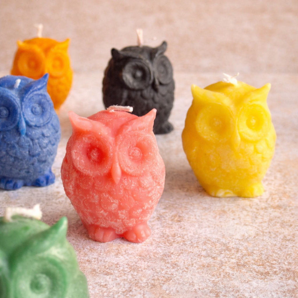 Small Owl Figurine Beeswax Candle | Colour Option Available
