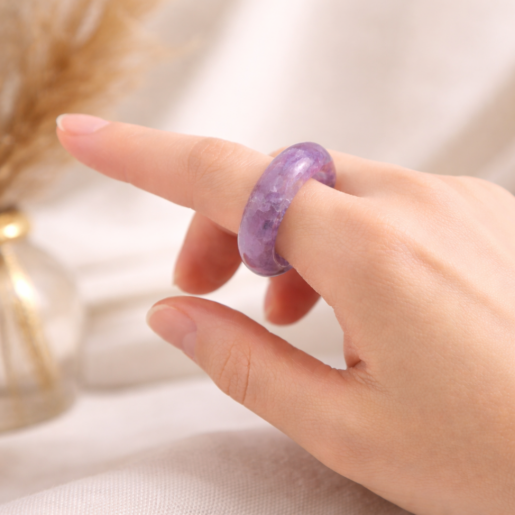 Natural purple amethyst ring