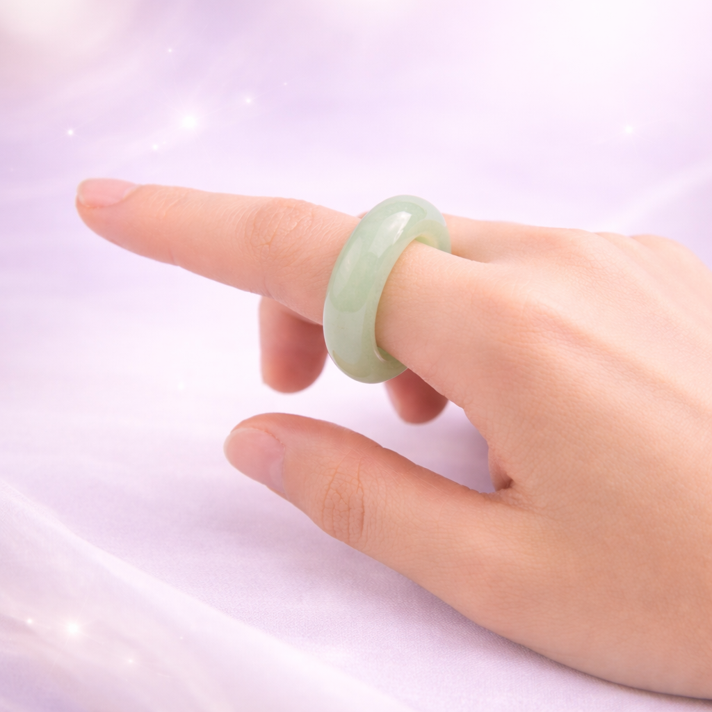 Green jade band ring