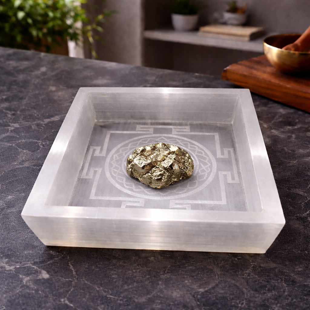Selenite Carving Shreeyantra Box