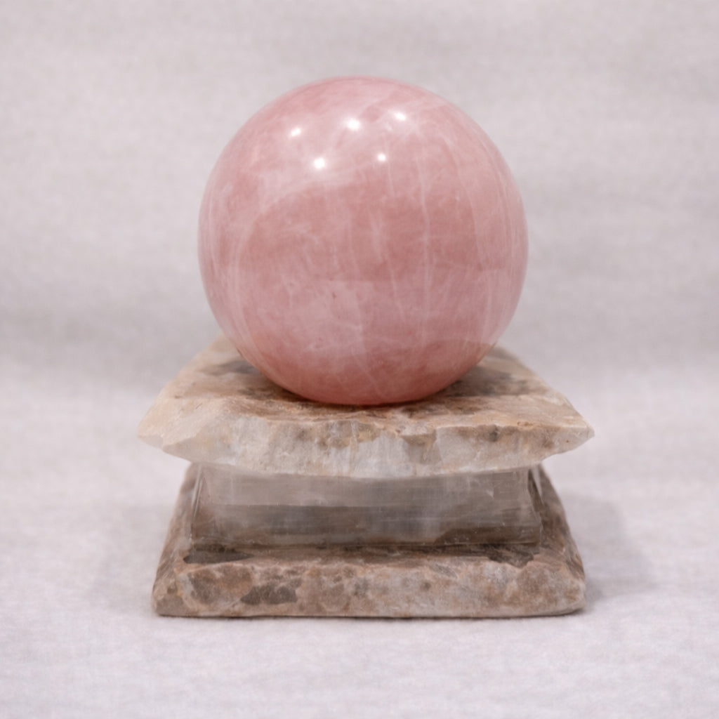 rose quartz sphere for love healing and emotional calm
