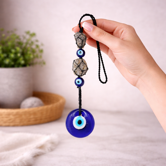 Pyrite + Evil Eye Hanging