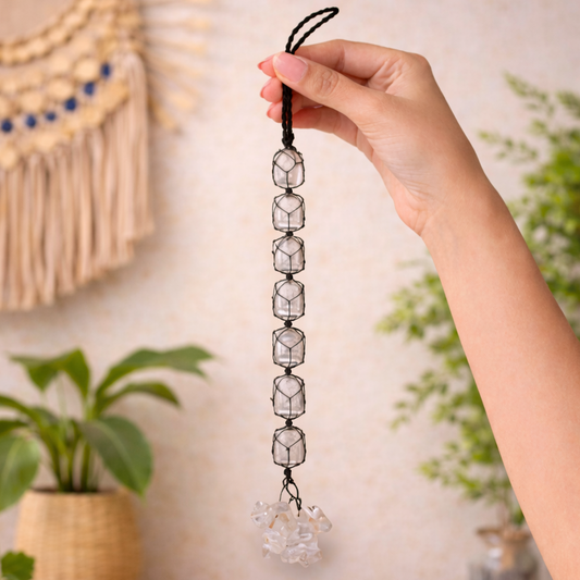 Selenite Hanging With Crystal Beads