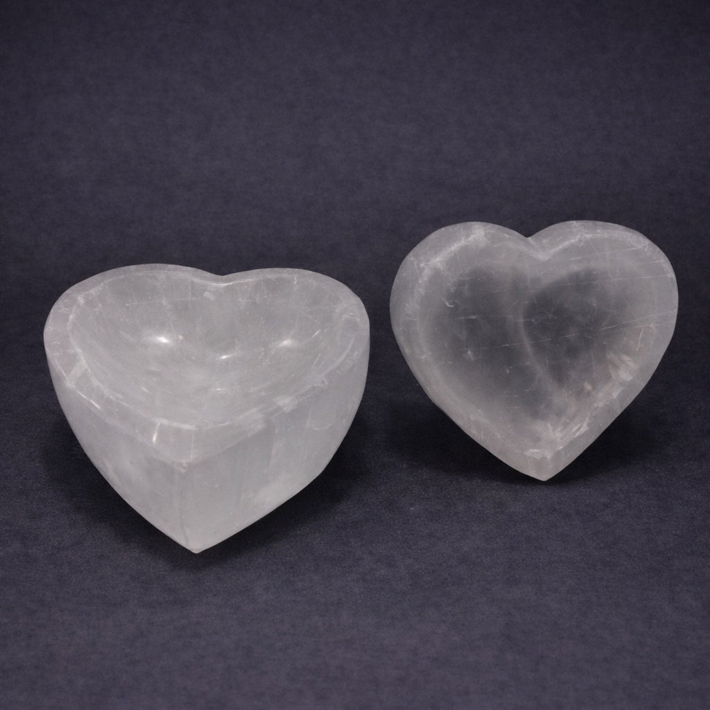 selenite heart bowl for emotional healing