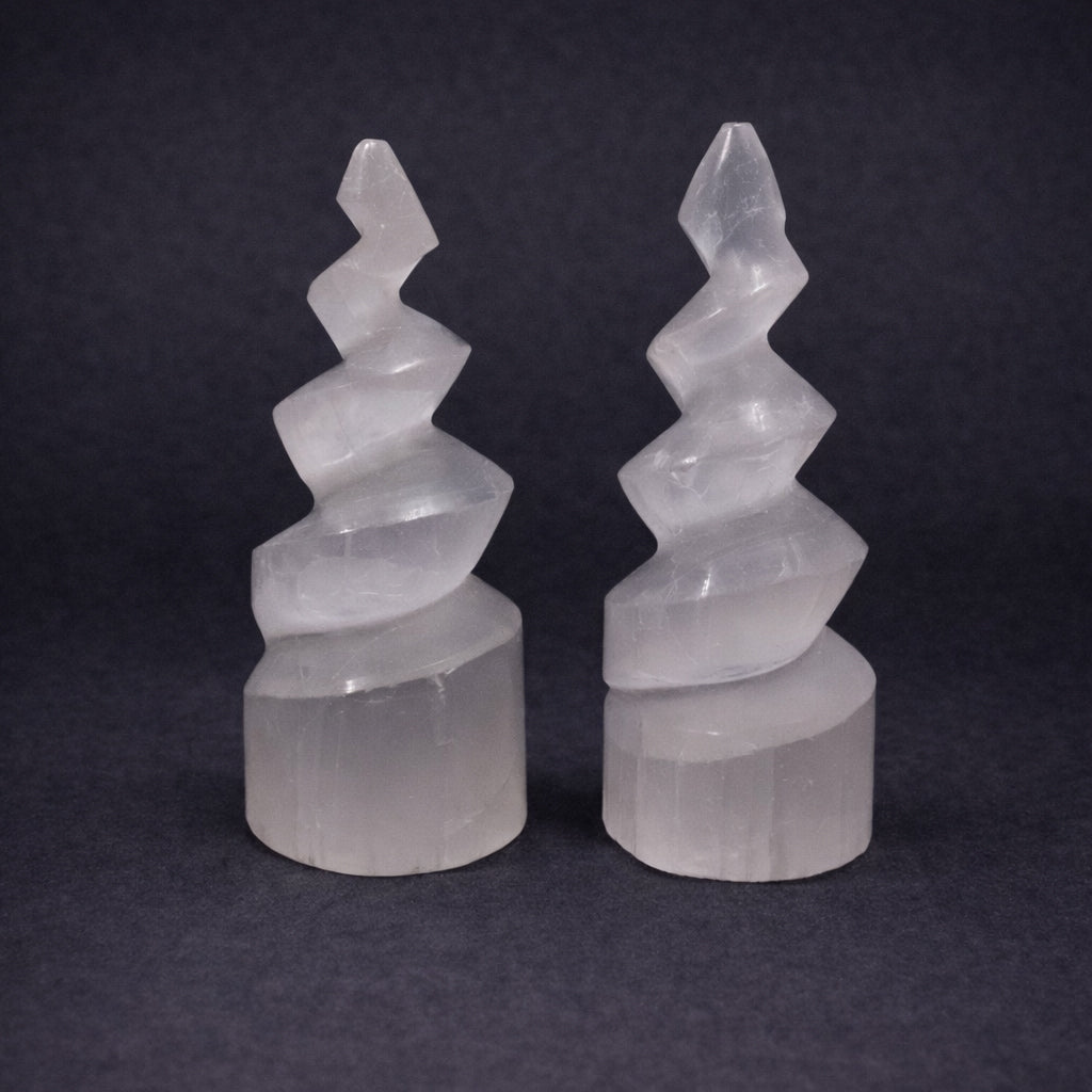 selenite spiral tower for calm focused energy
