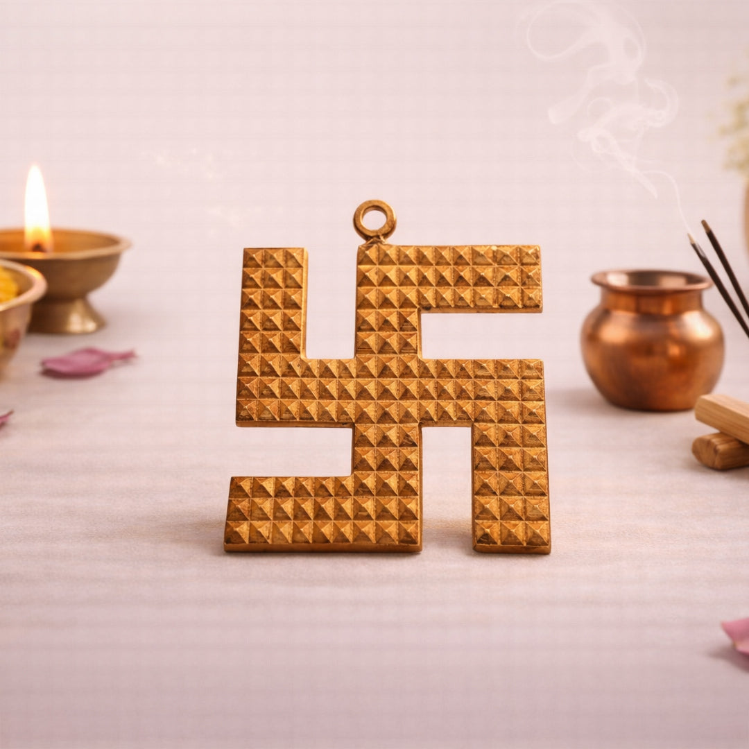 brass pyramid swastika for prosperity and vastu harmony