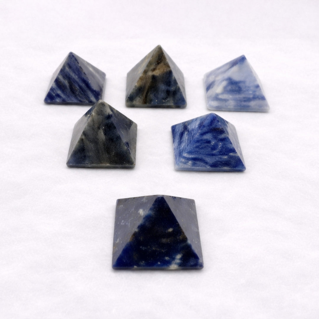 Sodalite crystal pyramid for home decor
