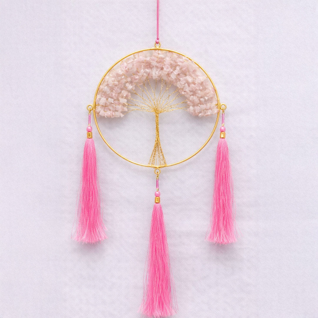 Rose quartz tree of life crystal decor