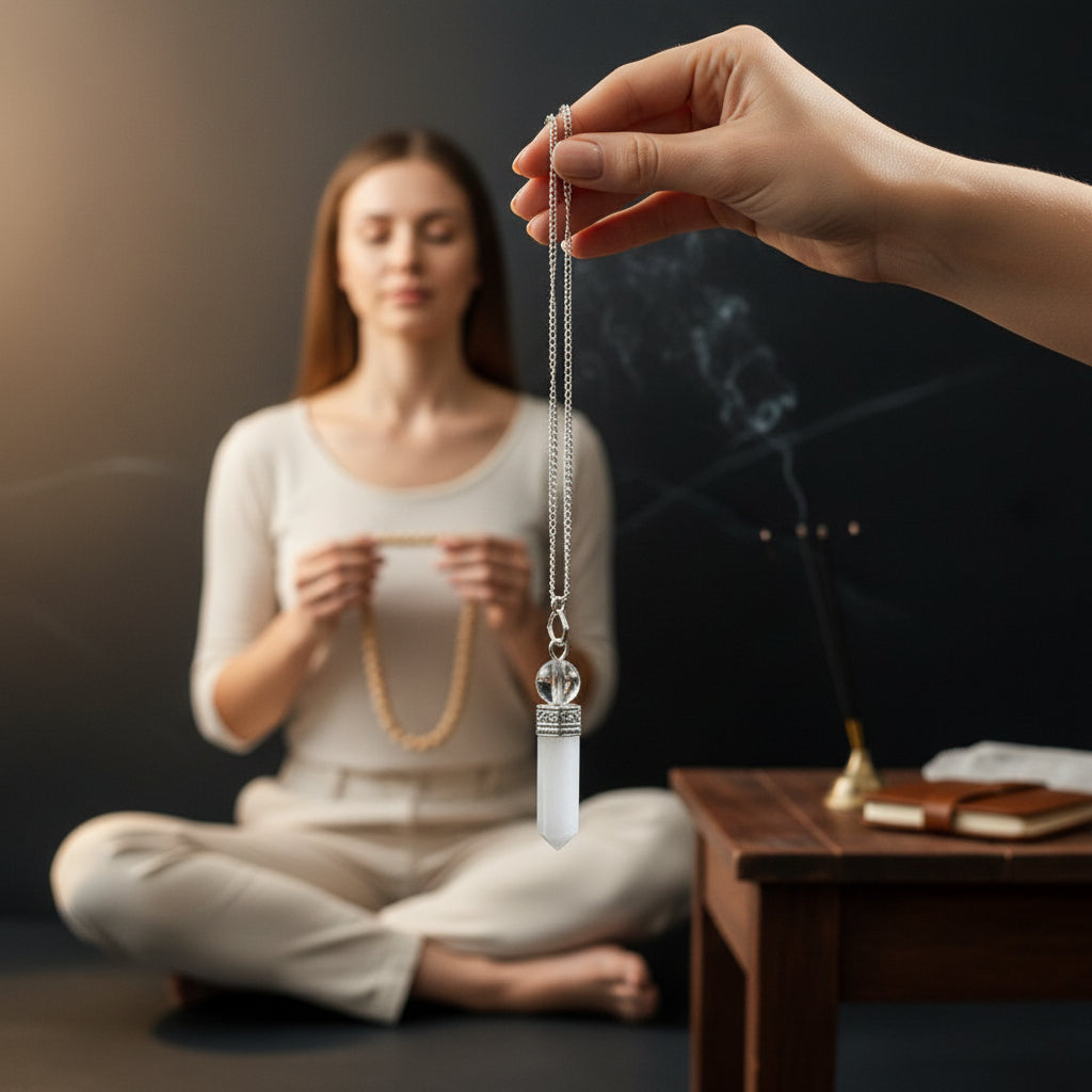 Selenite Crystal Stone Pencil Pendulum