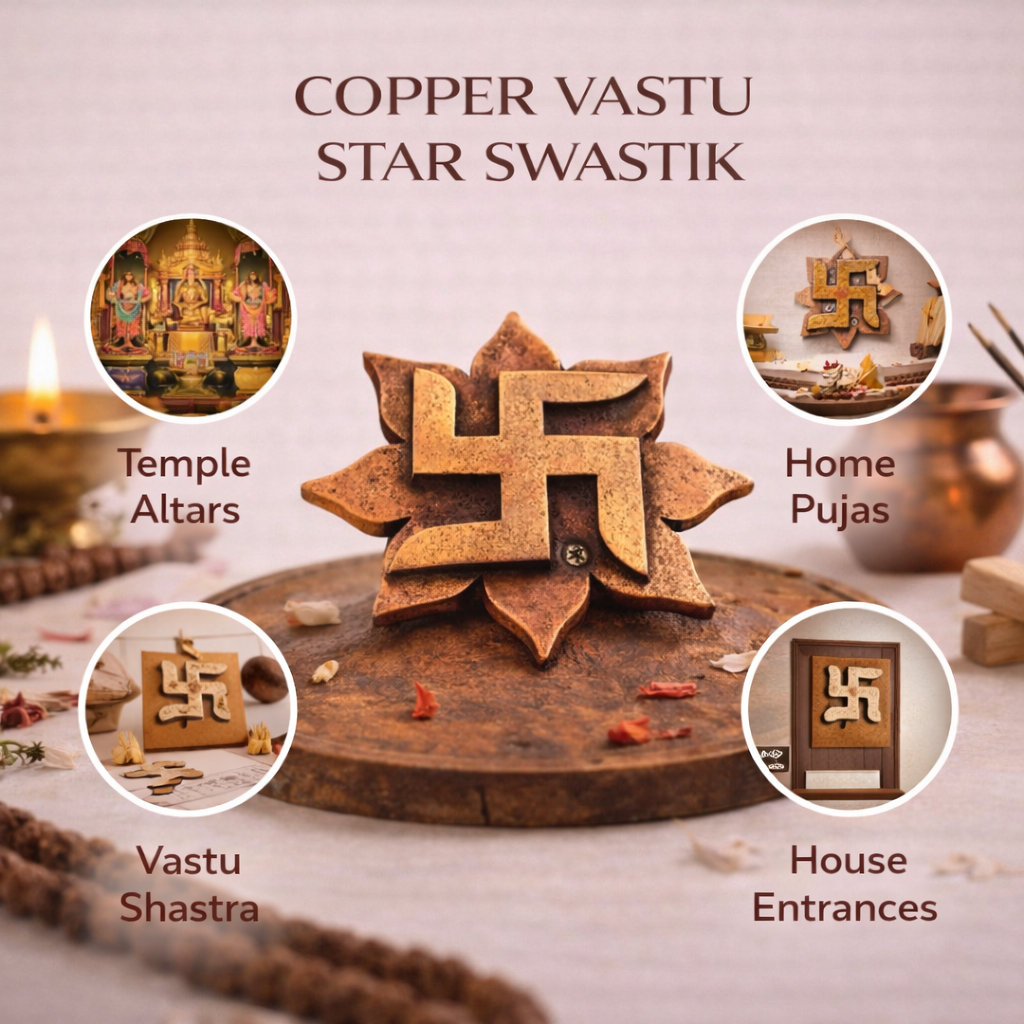 Brass Padma Plate with Swastik (8 Petals Lotus Swastika)