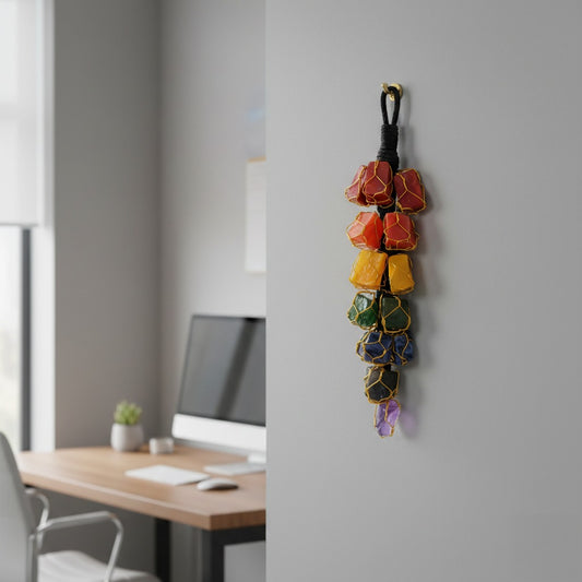 7 Chakra Raw Stone Hanging