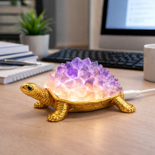 Natural amethyst crystal turtle