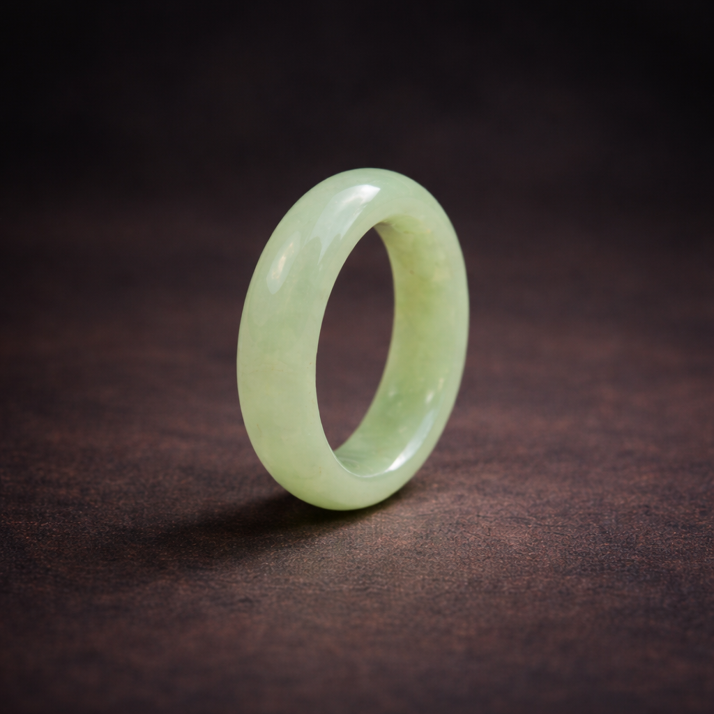 Green jade band ring