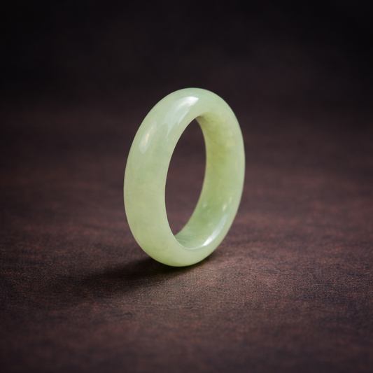 Green jade band ring