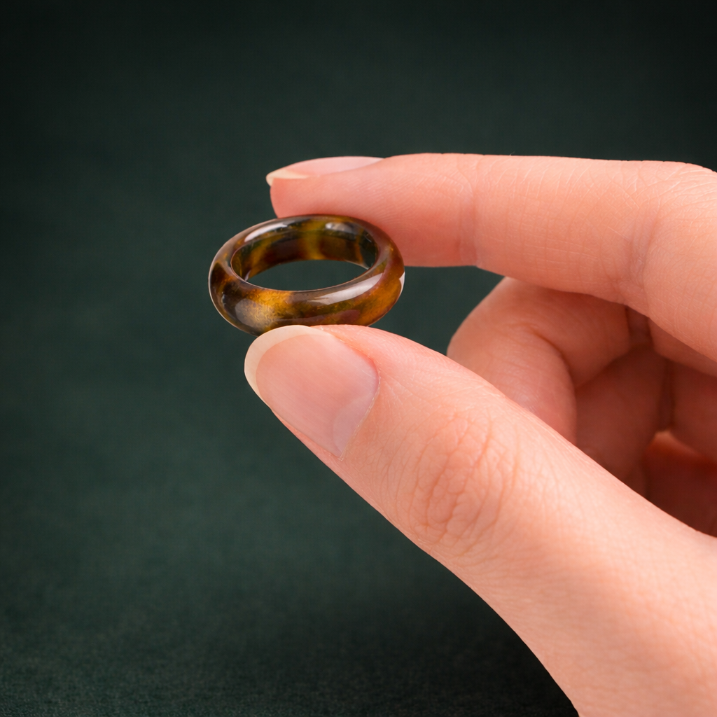 Tiger's eye stone band ring