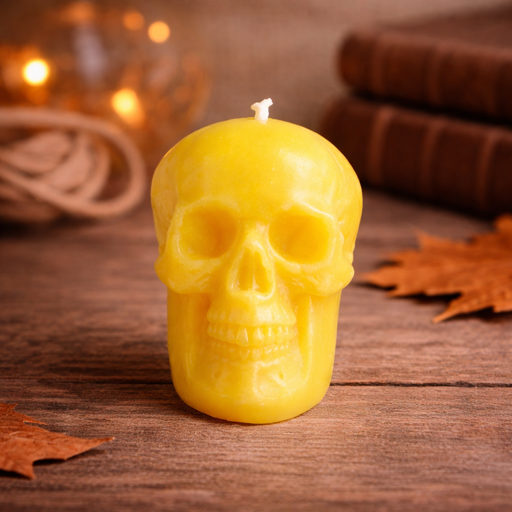 Medium Size Skull Beeswax Candle | Colour Option Available