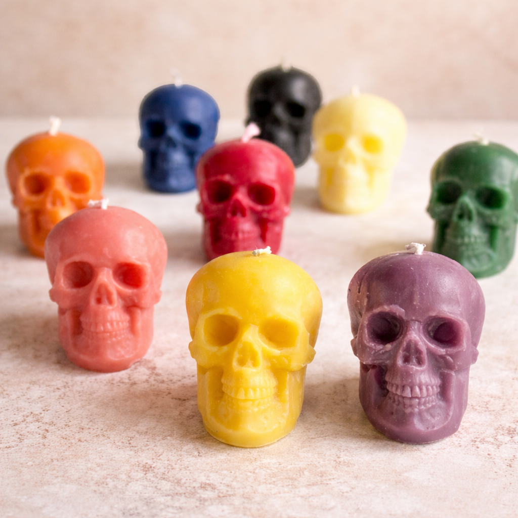 Medium Size Skull Beeswax Candle | Colour Option Available