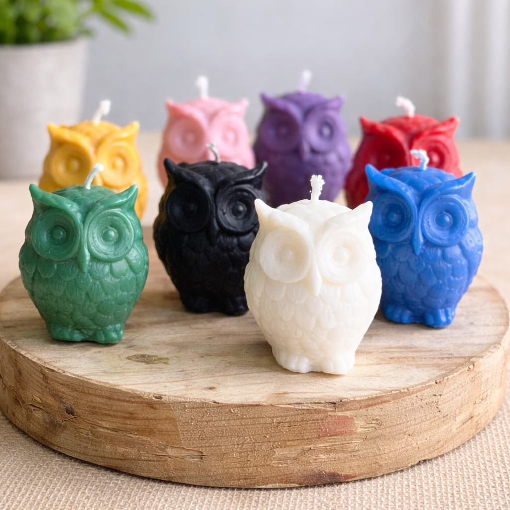 Small Owl Figurine Soy Candle | Colour Option Available