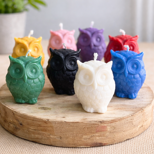 Small Owl Figurine Soy Candle | Colour Option Available