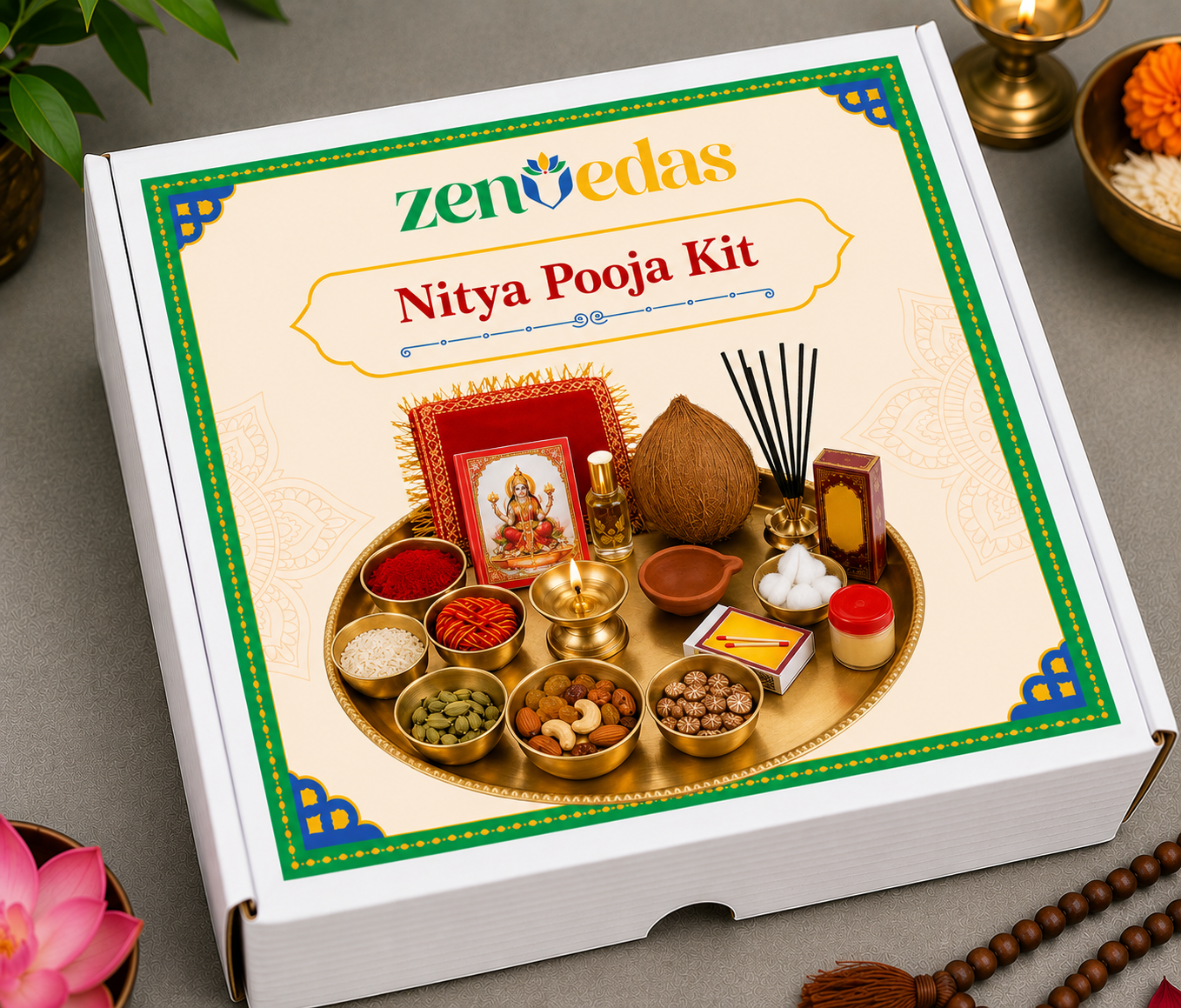 ZENVEDAS Complete Nitya Pooja Kit with Aarti Sangrah