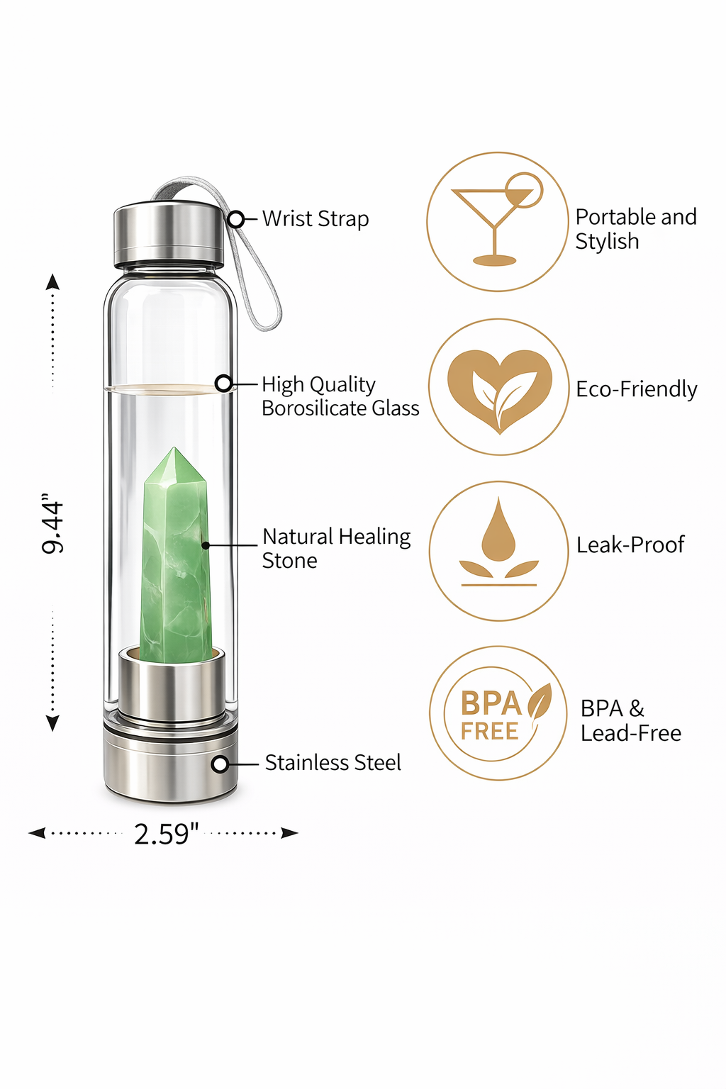 Aventurine Crystal Bottle