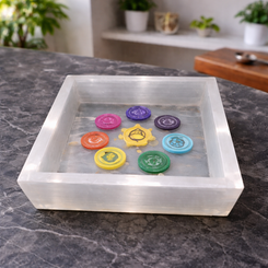 Selenite 7 chakra symbol box