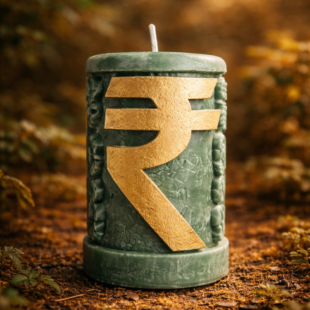 Rupee Candle with Gold Paint (Flakes)