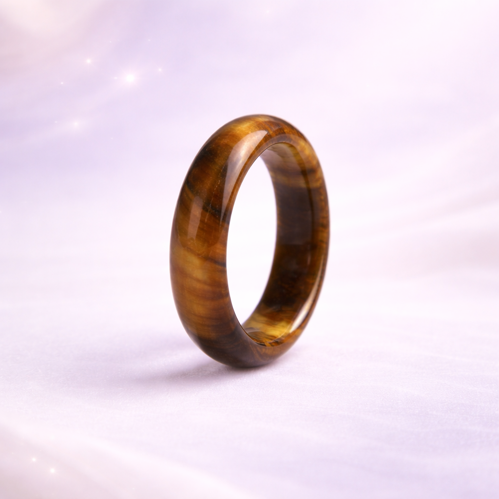 Tiger's eye stone band ring