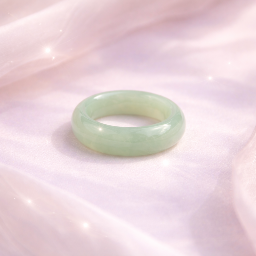 Green jade band ring