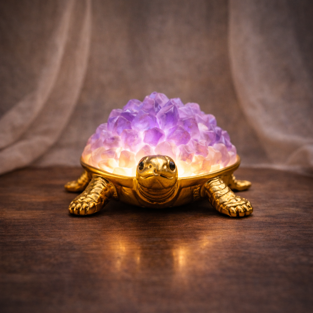 Natural amethyst crystal turtle
