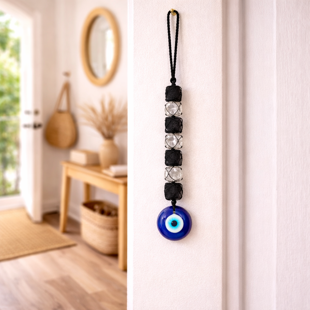 Selenite + Tourmaline + Evil Eye Hanging