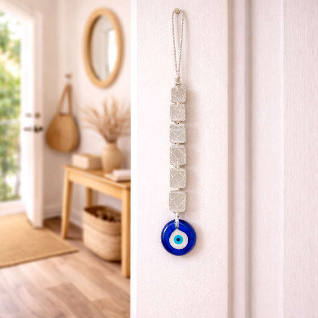 Selenite + Evil Eye Hanging