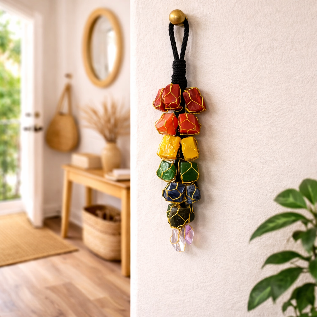 7 Chakra Raw Stone Hanging