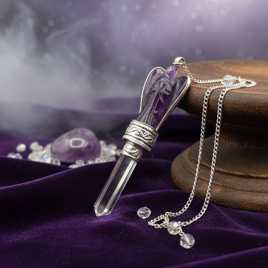amethyst angel pendulum for dowsing