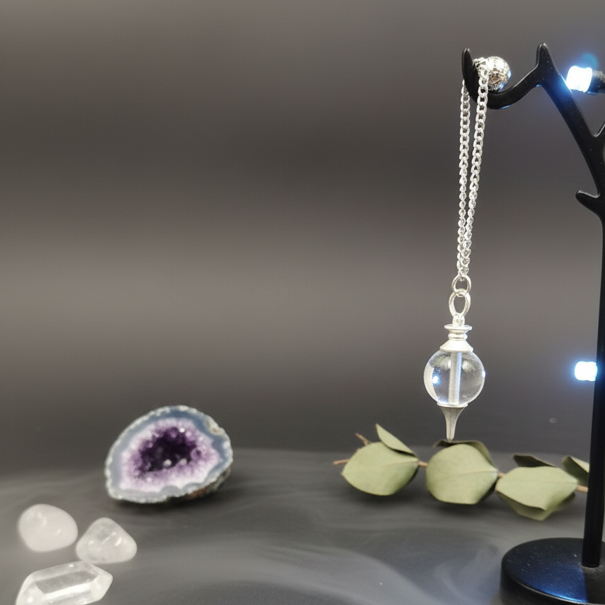 clear quartz crystal ball pendulum