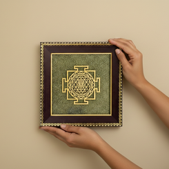 Shree Yantra on Raw Pyrite Frame
