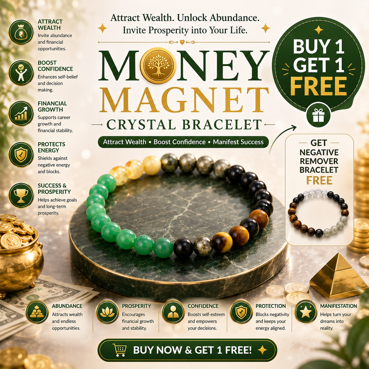 Money Magnet /Black Magic & Negative Remover Bracelet