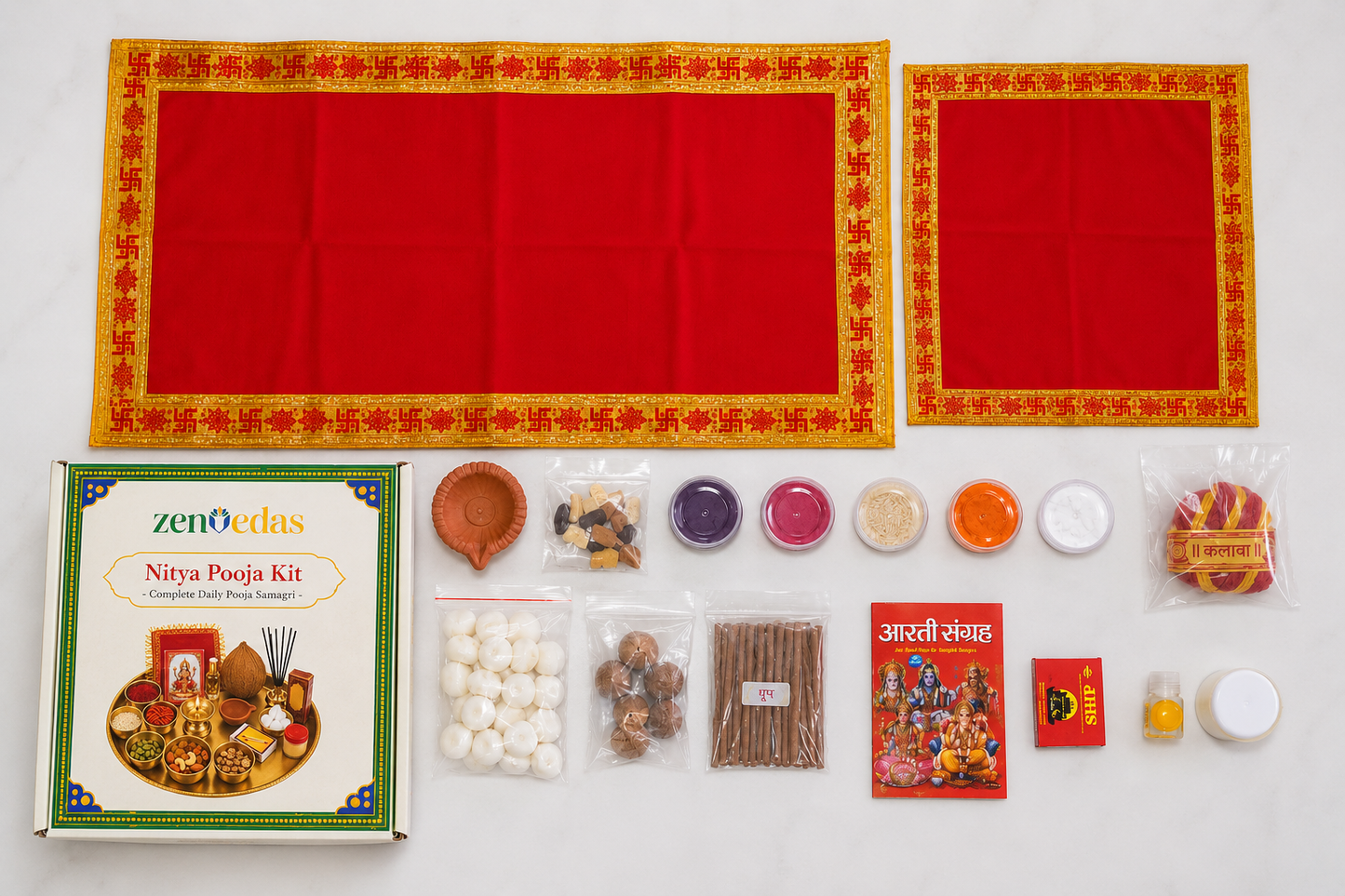 ZENVEDAS Complete Nitya Pooja Kit with Aarti Sangrah