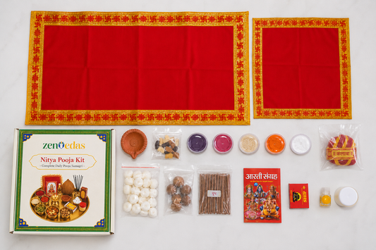 ZENVEDAS Complete Nitya Pooja Kit with Aarti Sangrah