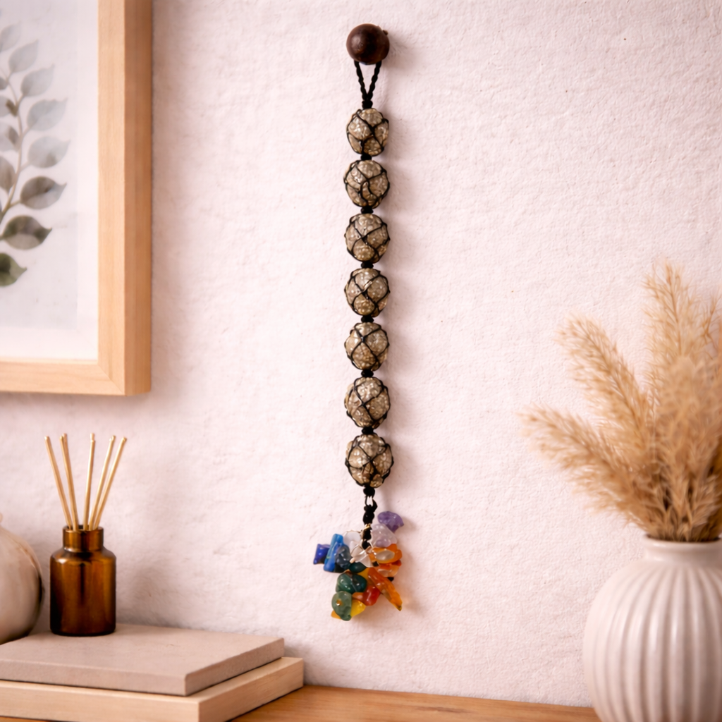 Pyrite Hanging With 7 Chakra Chips