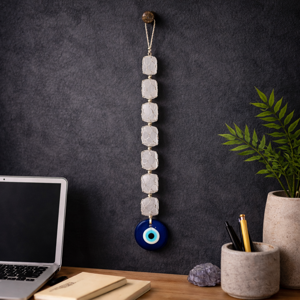 Selenite + Evil Eye Hanging