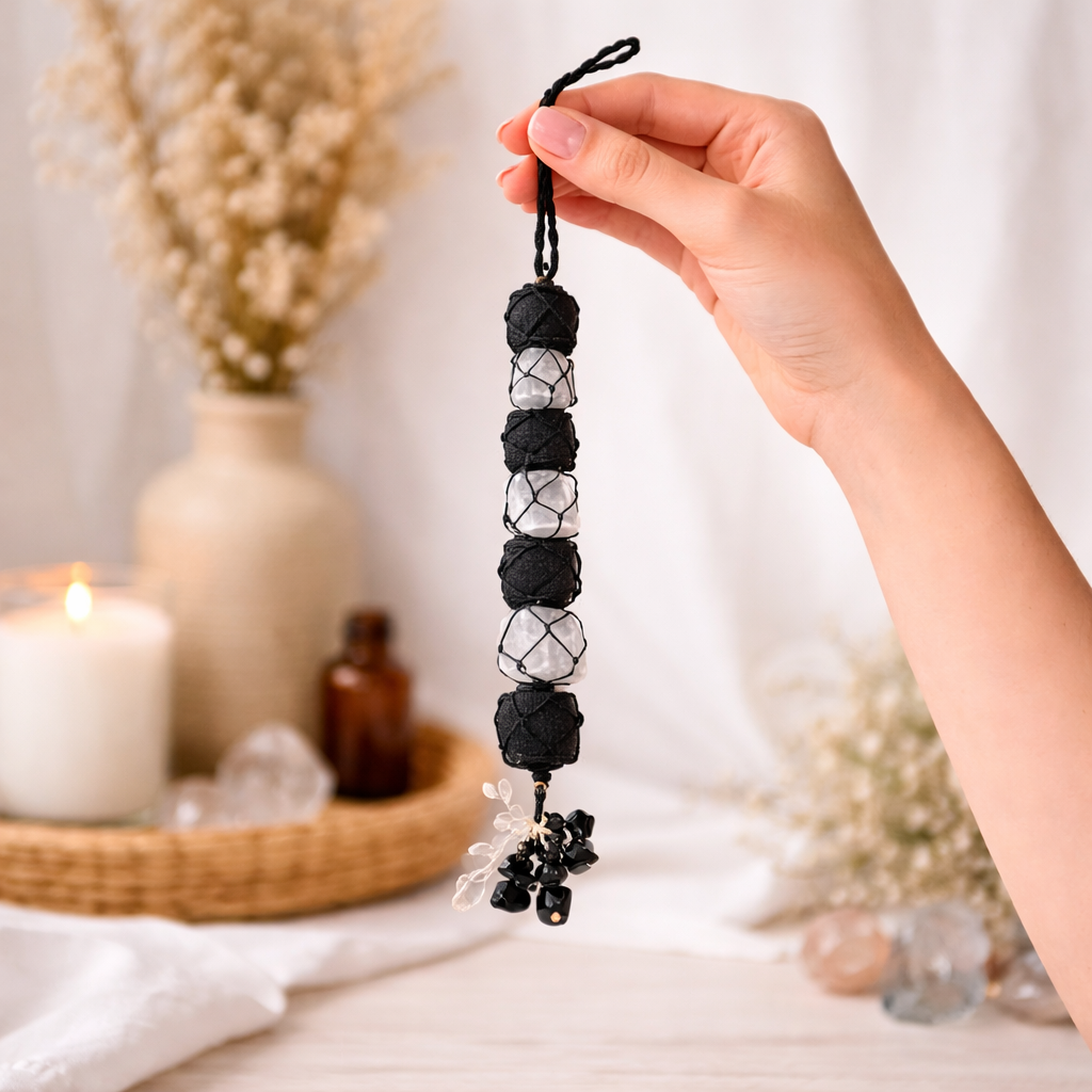 Selenite + Tourmaline Hanging