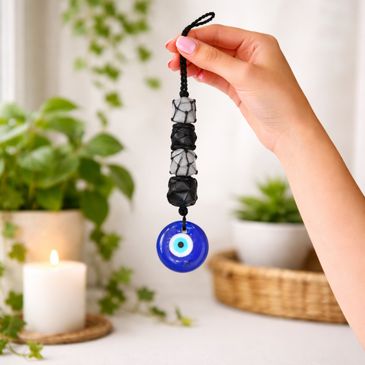 Selenite + Tourmaline Tumble Hanging