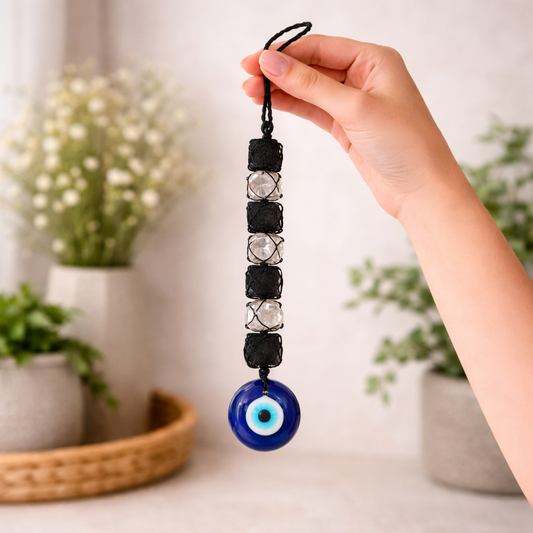 Selenite + Tourmaline + Evil Eye Hanging