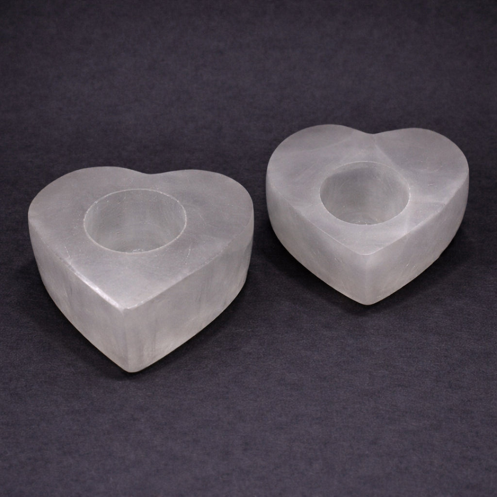 selenite heart candle holder for peaceful energy