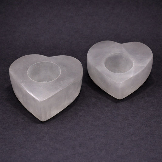 selenite heart candle holder for peaceful energy