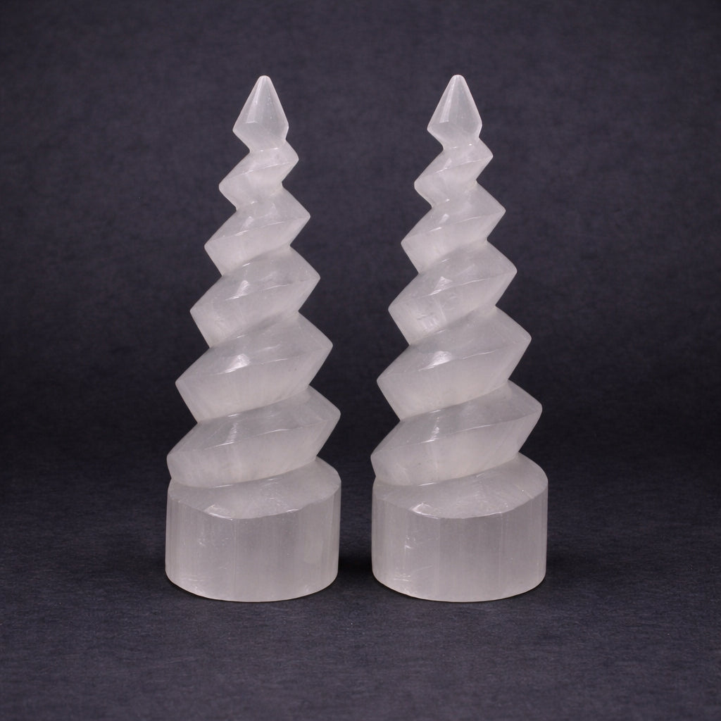 selenite spiral tower for continuous energy cleansing