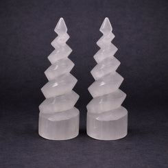 selenite spiral tower for continuous energy cleansing