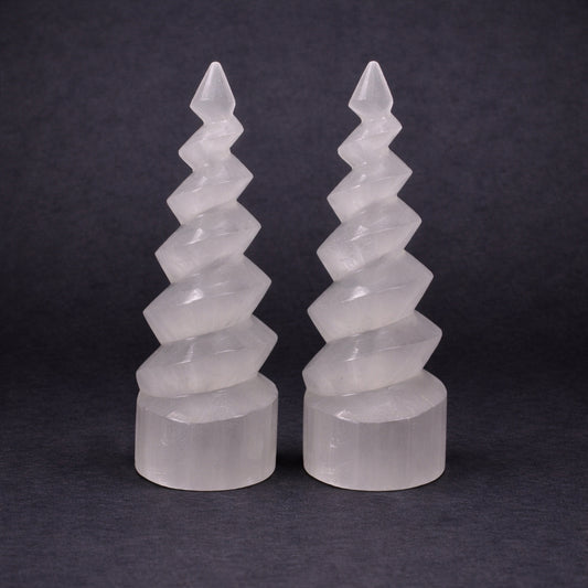 selenite spiral tower for continuous energy cleansing
