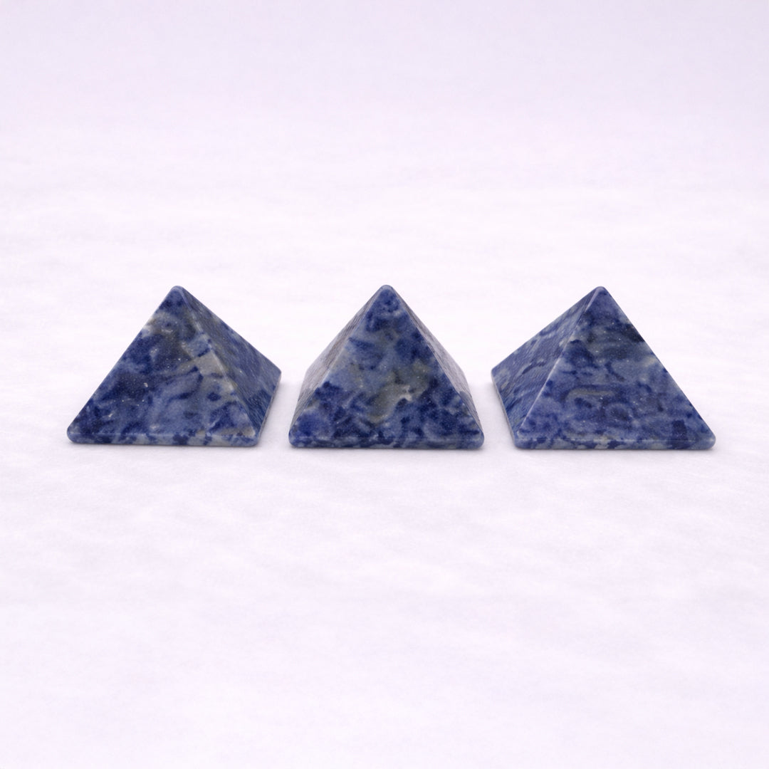 Sodalite crystal pyramid for home decor
